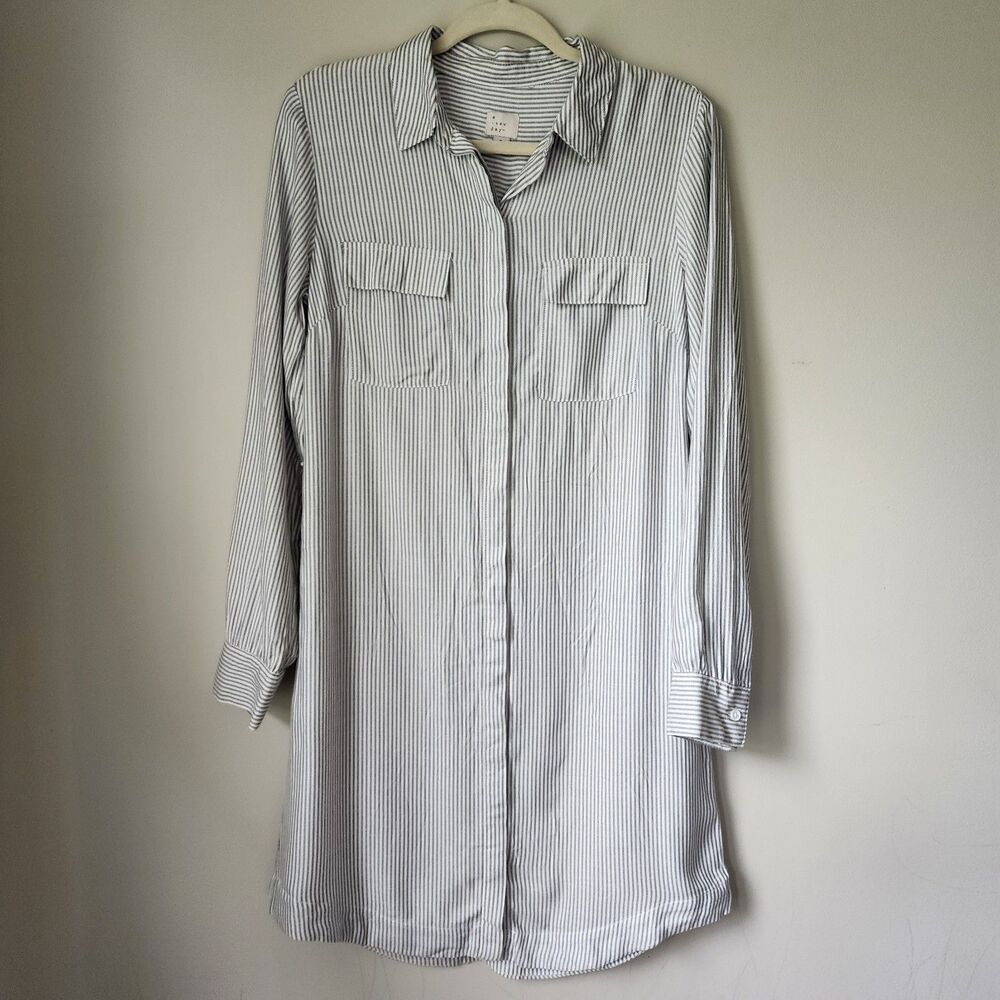 A New Day Women's Pinstripe Shirt Dress (S)